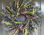 Summer Cool Eucalyptus Wreath- Eucalyptus Wreath- 24 inch Dried Floral Wreath