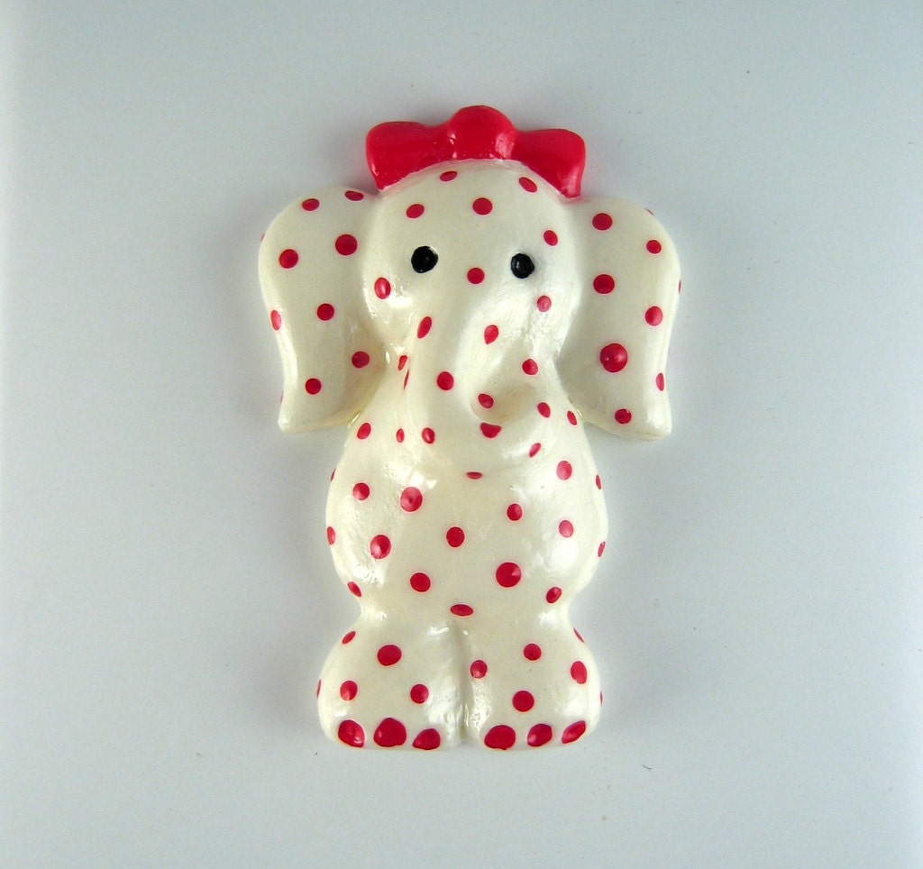 Cute fridge magnet - Red polka-dot elephant, kitchen decor, Valentines gift