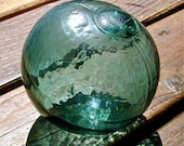Glass Fishing Float Collectible, Teal Frost 3 PC, Nautical Decor, Antique, Ocean Decor, Fishing Decor, Coastal Cottage, Beach Cottage Decor