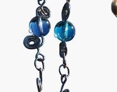 Silver Wire Color Glass Bracelet, Spiral Wire Work with Magnetic Clasp