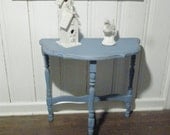 vintage shabby chic table side occasional entry blue distressed cottage beach prairie