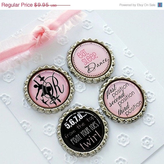 SUMMER SALE - Personalized Dance Teacher Gift - Bottlecap Magnet Set, Teacher Appreciation Gift, Thank You Gift, Recital, Ballet, Dance Mag