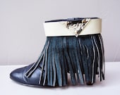 vintage leather boots / Dancing Fringe Boots /  fesitval fringe ankle boots size 7 1/2