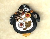 Steampunk Penguin Pin Brooch Polymer Clay Jewelry