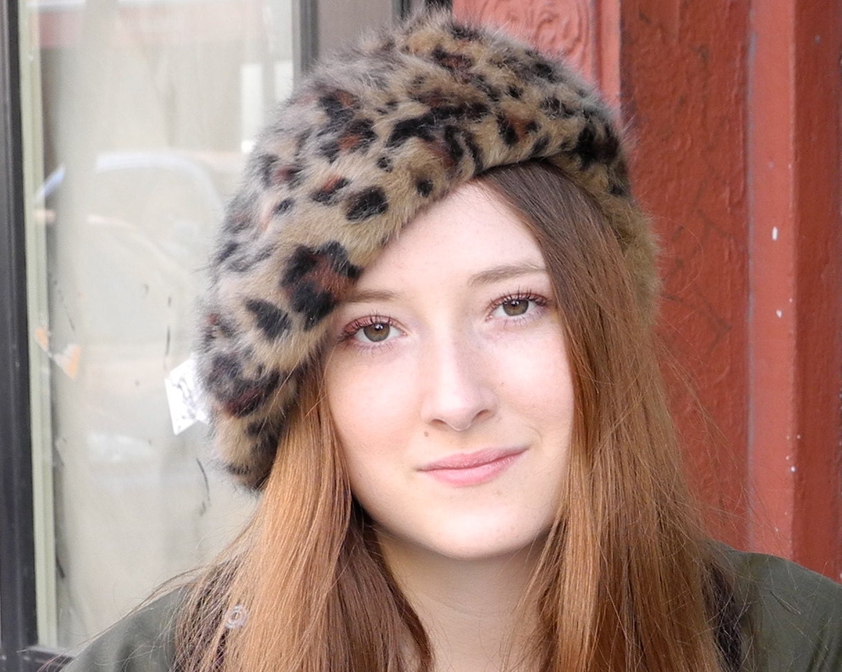 FREE SHIPPING- Slouchy Beret- Leopard Beret- Furry Beret- Women- Fall Fashion- Winter Accessories