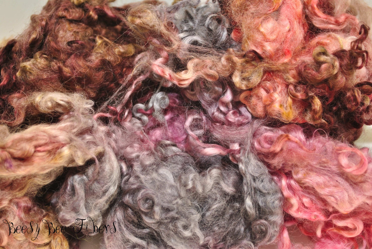 Hand dyed wool Wensleydale lambs fleece for spinning or felting - QUARTZ - 3.6 oz