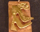 Brass Nude on Copper Pendant