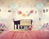 Baby Be Mine - Custom Mini Tulle Pom Pom Cake Bunting - 3 inch tulle poms on satin ribbon in your choice of colors