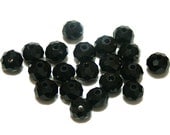 Crystal Faceted Rondelle Beads, 8 by 6 mm, Black, 20 Beads, DIY