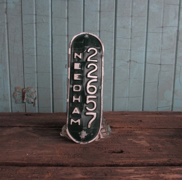 Old Front License Bicycle Plate from Needham, MA