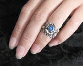Haunted Flowers Top Knuckle Ring - Choose Your Color - Swarovski and Silver
