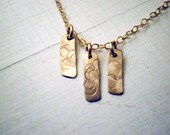 Dainty gold bar necklace - Mini Trio, 14k gold filled necklace