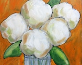 Hydrangeas on Orange original art