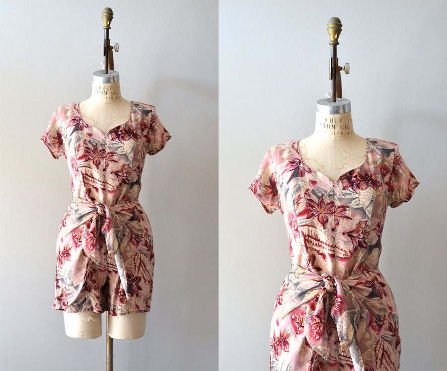 vintage romper / floral onezie / Passacalo floral romper