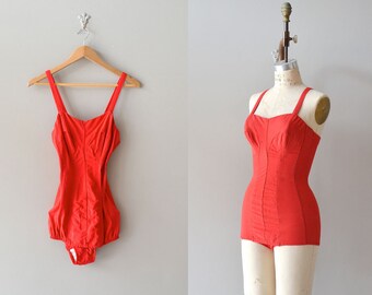 1950s swimsuit / vintage 50s bathing suit / The Red Hots