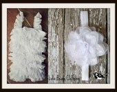 Petti Romper WHITE Straps Vintage Inspired Pettiromper  Headband Set Photography Prop 6 9 12 18 months Baptism Christening Lace Ruffle