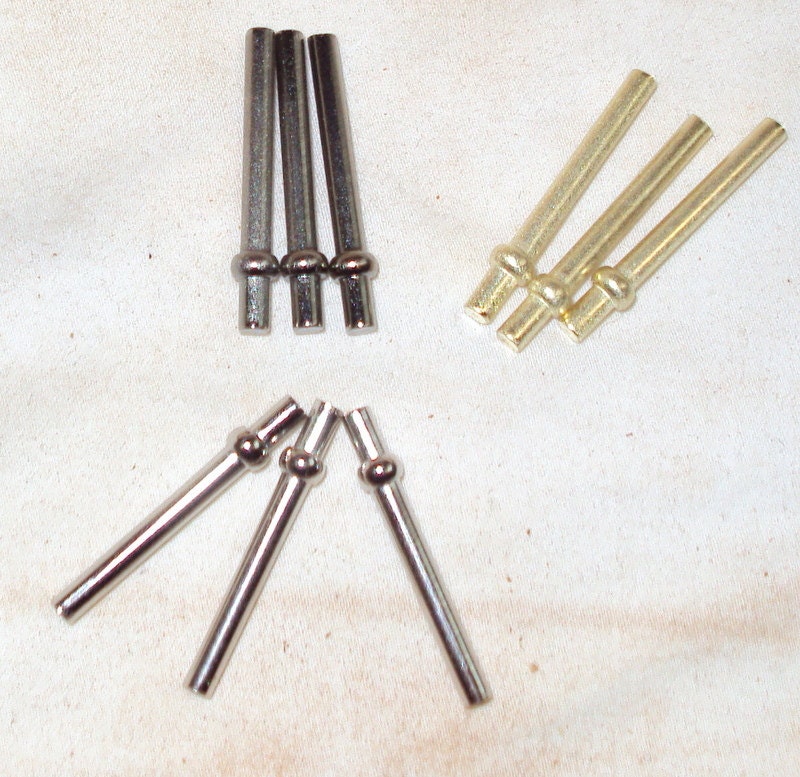 9 Metal Cribbage PEGS : 3 Gold, 3 Silver, 3 Grey