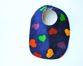 Love BABY BIB -  Organic Flannel with Vintage Tampella 1970s Retro Rainbow - Baby Food and Teething Bib (Ready to Ship)