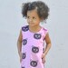 Pink Cat Organic Girls Dress - Eco Friendly Summer Pinafore - Kids Fashion (Ready to Ship in 2T, Made to Order 12 months 3T 4T)