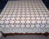 Vintage Tablecloth Ivory Crochet