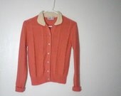 Vintage 80's/90's salmon cable knit sweater with peter pan collar