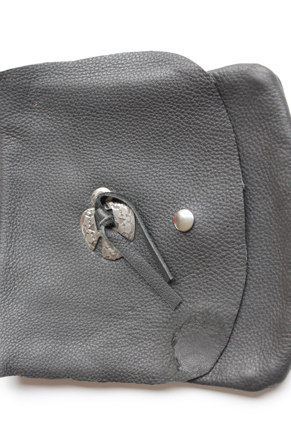 Leather Hip bag, black distressed leather