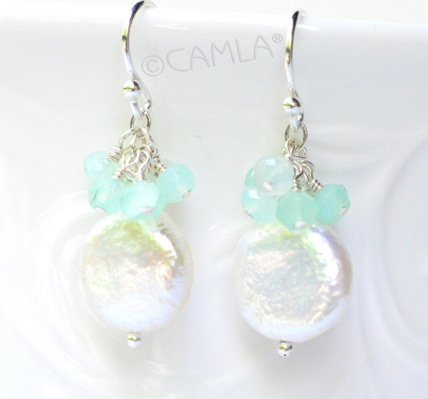 Seafoam & Pearl Earrings