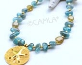 Gold Sand Dollar & Apatite Necklace