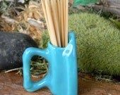 Iron Tooth Pick Holder          Vintage Style  - toothpick holder turquoise .... ready to ship items in my store
