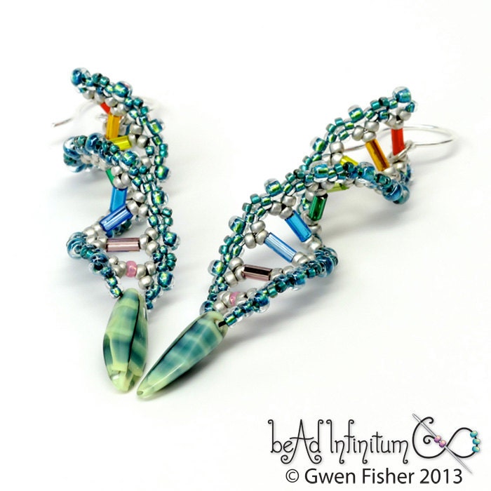 Rainbow DNA Beaded Earrings Sterling Silver Ear Wires