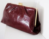 vintage 70s leather clutch / mahogany brown / sleek clutch purse