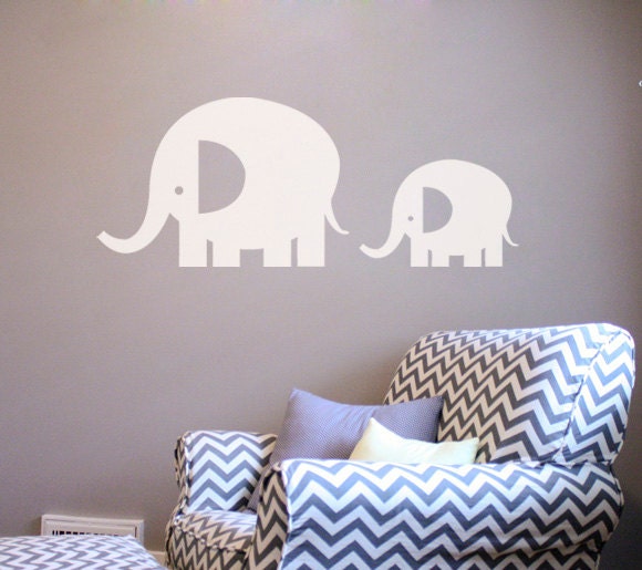 Large Elephants Wall Decal Sticker - Set of 2