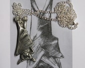 BAT pendant necklace fruitbat FLYING FOX fruit bat and print