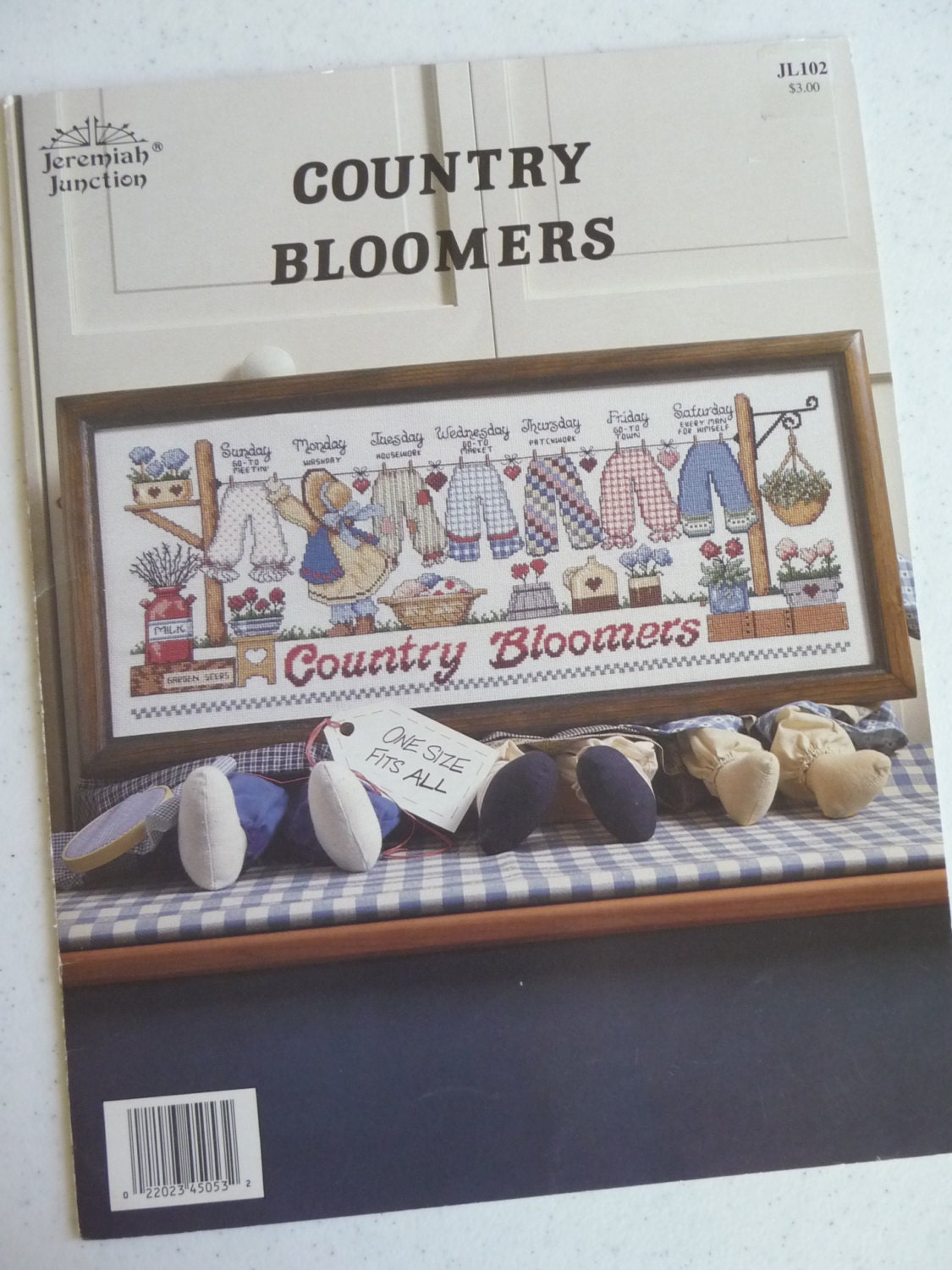 Country Bloomers Cross Stitch Jeremiah Junction Adorable Cross Stitch Leaflet Sewing Supplies Unique Home Decor Vintage 1990 Days of Week