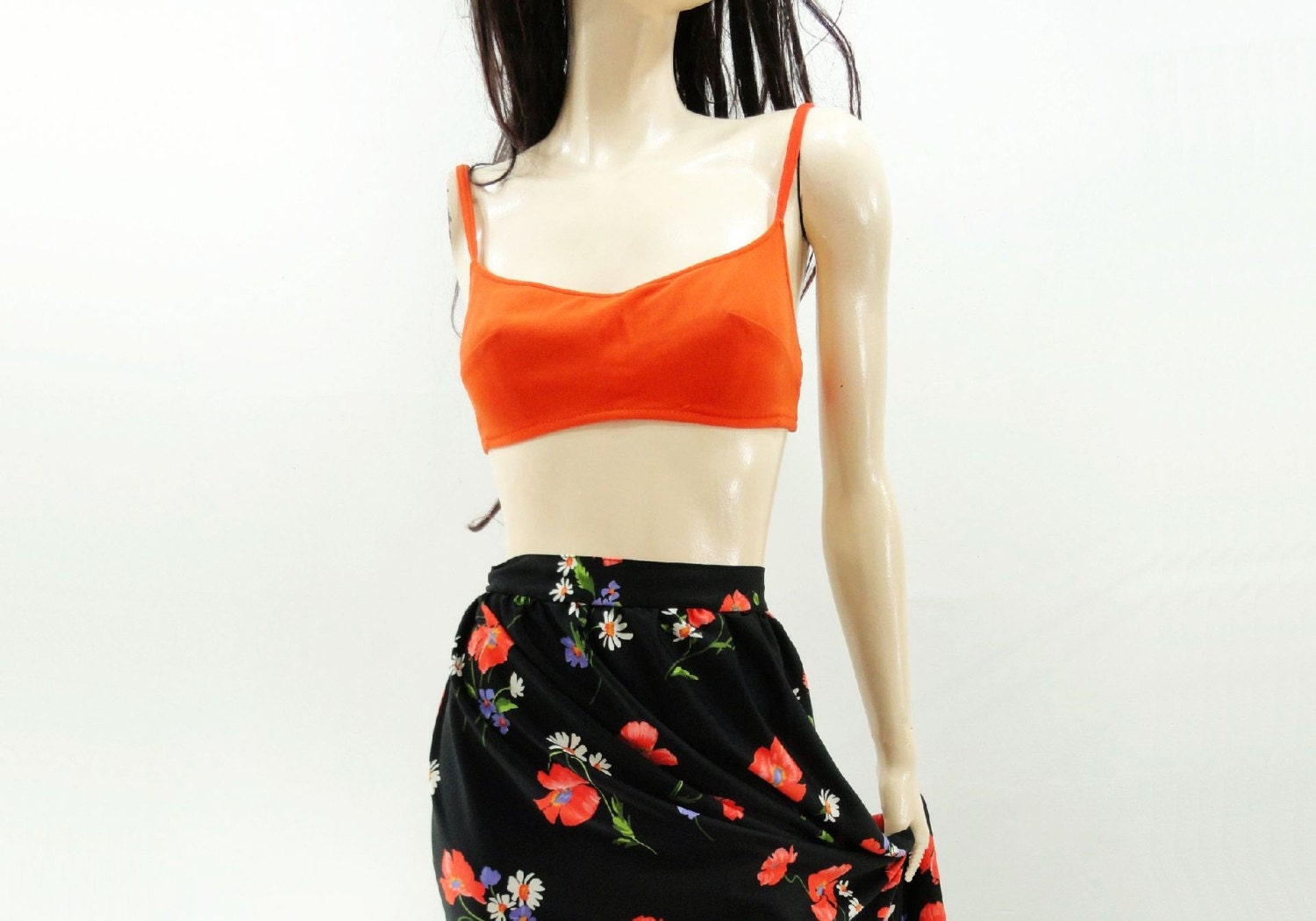 Vintage Orange 1960s Bra Top Mod Orange Bikini Bandeau / s