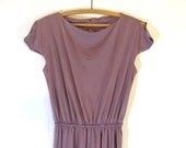 vintage 70s lilac purple dress with slit cap sleeves