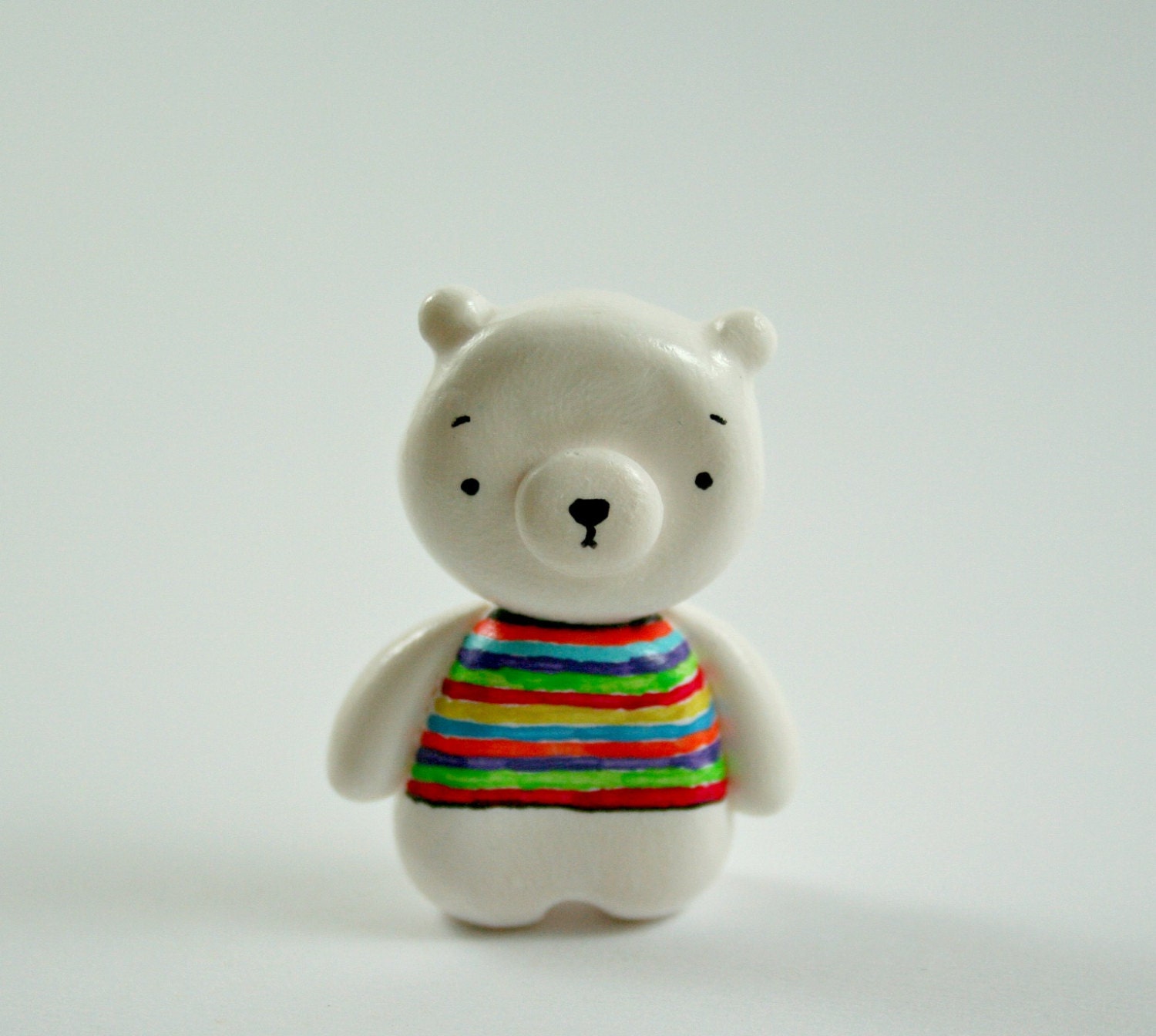Mr. Polar Bear - Hand Sculpted Miniature Polymer Clay Animal Art Doll