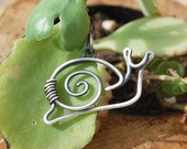 Snail Necklace. Sterling Silver. Oxidized. Wire Jewelry.
