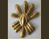 Line Vautrin Bronze Dore Flower Face Brooch,France,Signed, Vintage Jewelry,Women