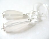 Pink Chalcedony Dangle Earrings - sterling plated