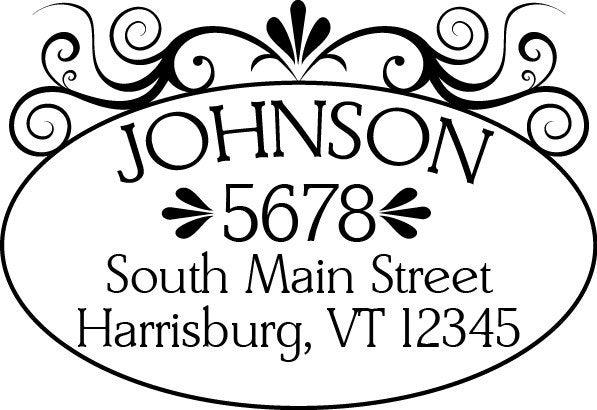 Oval with Top Scrollwork Custom Return Address Stamp