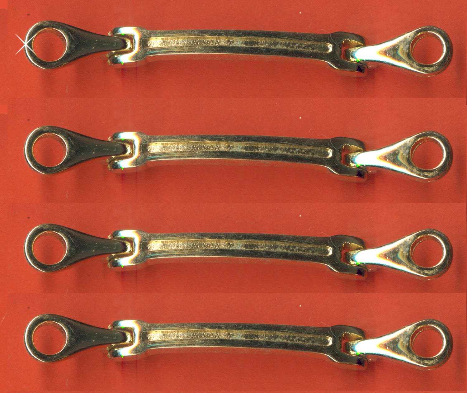 Vintage 4 Rare Unique Gold Plated Connectors 68x9mm AR5