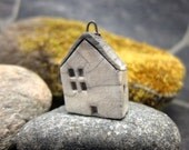 White...Saggar Fired Rustic House Pendant / Ornament