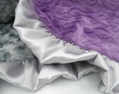 Purple Vine and Gray Rose Swirl Minky Baby Blanket - Toddler and Adult Blankets Also Available