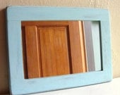 Shabby Chic Turquoise Wooden Frame Mirror Distressed Wood Wall Hanging Framed