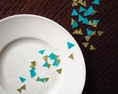 Geometric Confetti - Gold and Turquoise Triangles