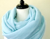 mint knit scarf - wool blend scarf - infinity neck warmer - mint aqua circle scarf