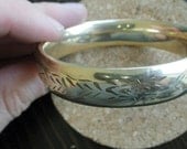 Vintage Gold Hinged Bangle - Deco Design.