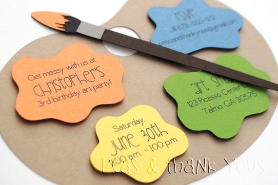 Signature Artist's Palette Birthday Invitations for Boys Art or Painting Party Il_570xn