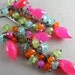 Chalcedony, Quartz and Carnelian Oxidized Sterling Silver Cluster Earrings - Fruit Punch